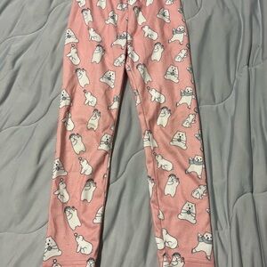 Pink Pajama Pants with Polar Bear Print